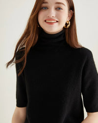 Merino Wool Half-Sleeve Turtleneck