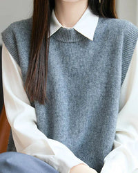 Wool Knit Sleeveless Sweater Vest