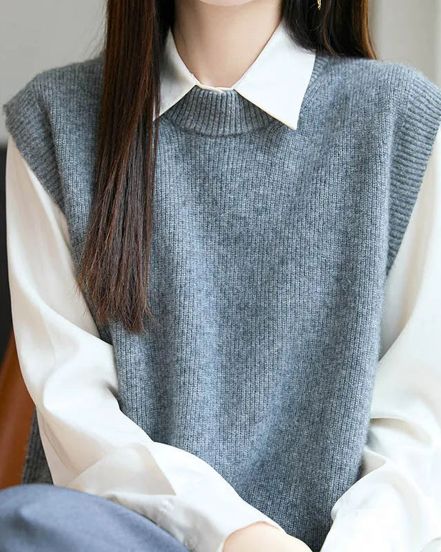 Wool Knit Sleeveless Sweater Vest
