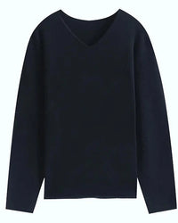 Wool V-Neck Rolled Edge Sweater
