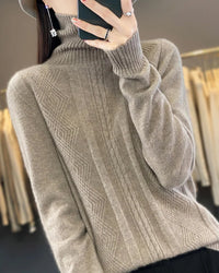 Merino Wool Turtleneck Jacquard Sweater