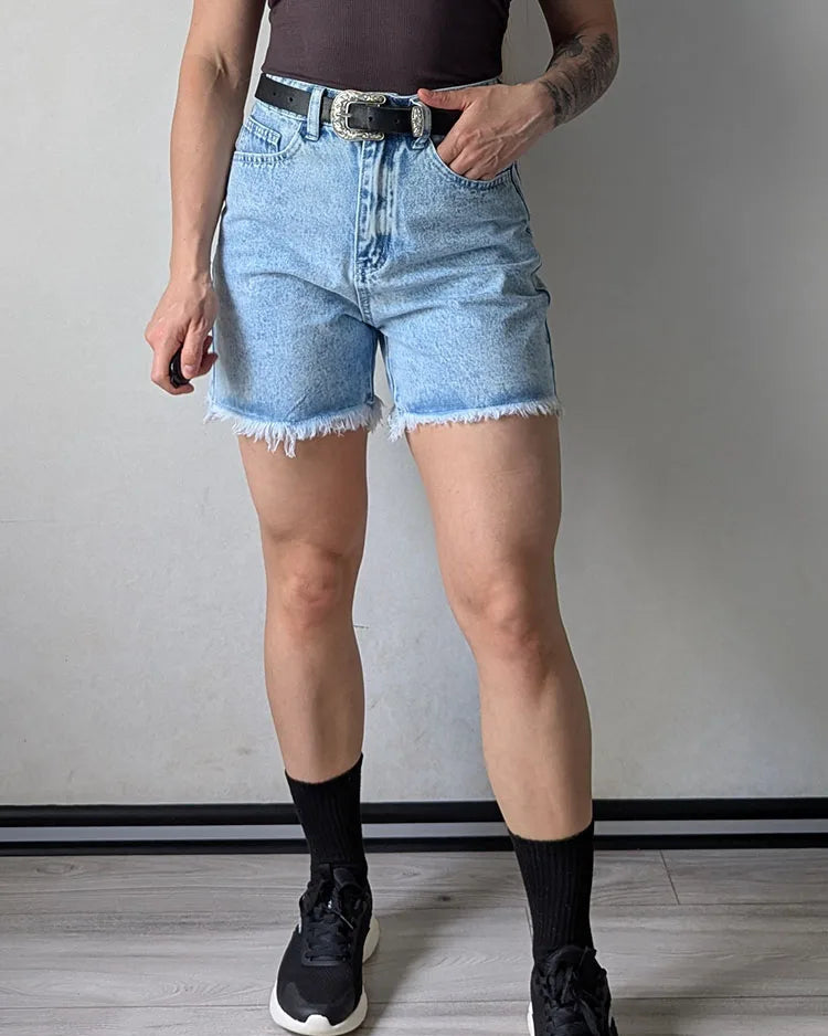 High-Waist Loose Denim Shorts