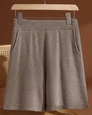 Merino Wool High-Waist Knit Shorts