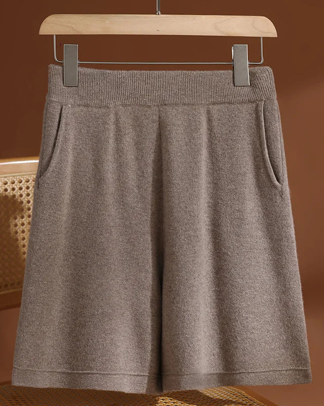 Merino Wool High-Waist Knit Shorts