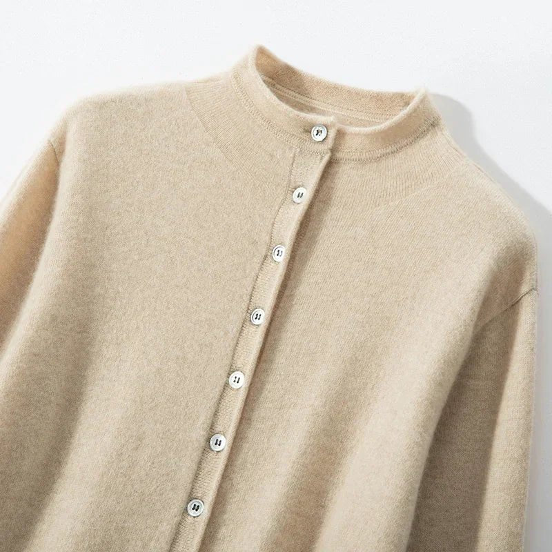 Cashmere Knitted Causal Stand-up Collar Cardigan