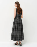 Asymmetric Neckline Woven Cotton Midi Dress