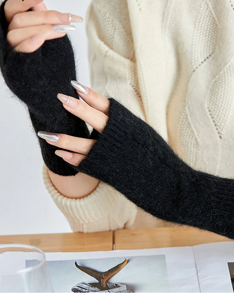 Soft Knit Wrist Warmers Thumb-Hole Mittens