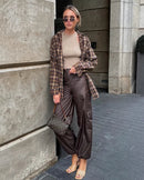 Plaid Ruffle Loose Long Shirt
