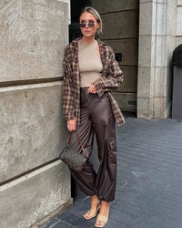 Plaid Ruffle Loose Long Shirt