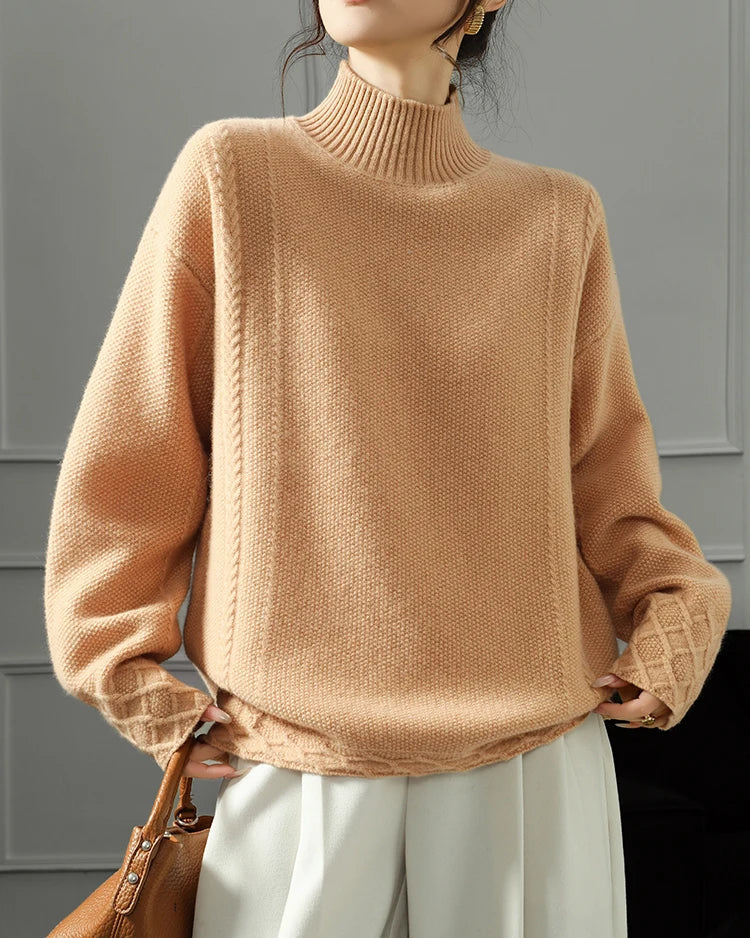 Refined Textured Wool Turtleneck Sweater