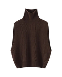Wool Turtleneck Knit Sleeveless Vest