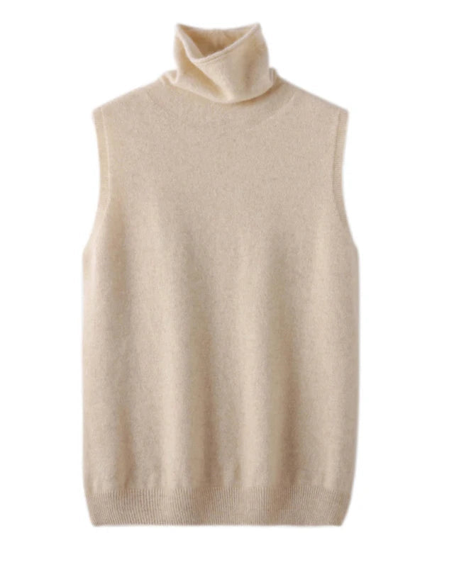 Merino Wool Turtleneck Sleeveless Sweater Vest