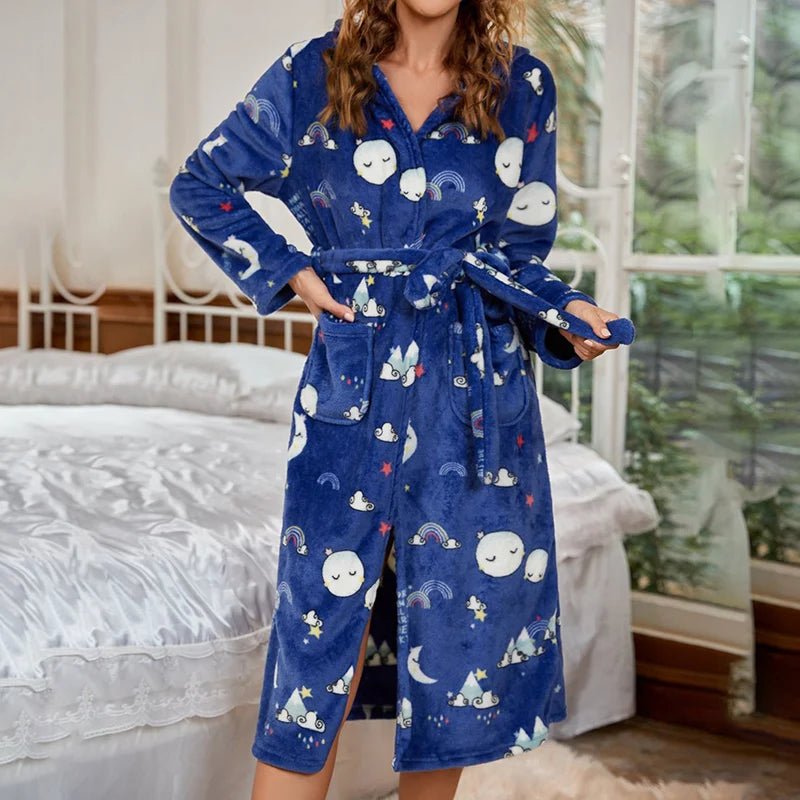 Flannel Hooded Pajamas Robe