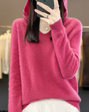 Soft Wool Knit Hooded Pullover Sweater