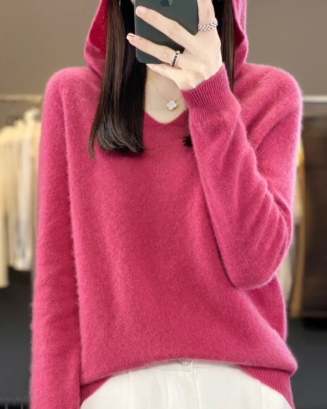 Soft Wool Knit Hooded Pullover Sweater