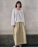 Fashionable Linen U-Neck Long-Sleeved Shirt