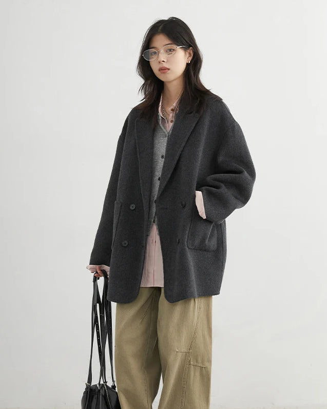 Wool-Blend Double-Breasted Midi Overcoat