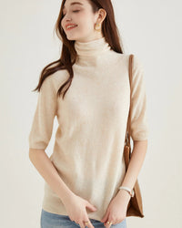 Merino Wool Half-Sleeve Turtleneck