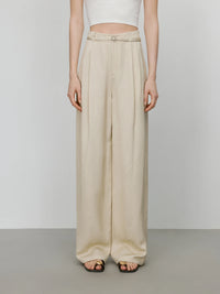 High Waist Linen Wide Leg Pants