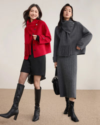 Detachable Scarf Collar Wool Coat