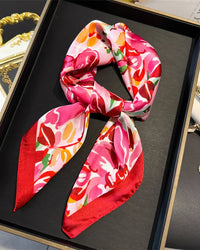 Floral Print Satin Square Scarf