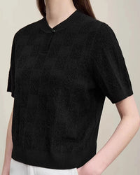 Button-Down Collar Openwork Shirt