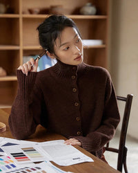 Half High Collar Cashmere Cardigan