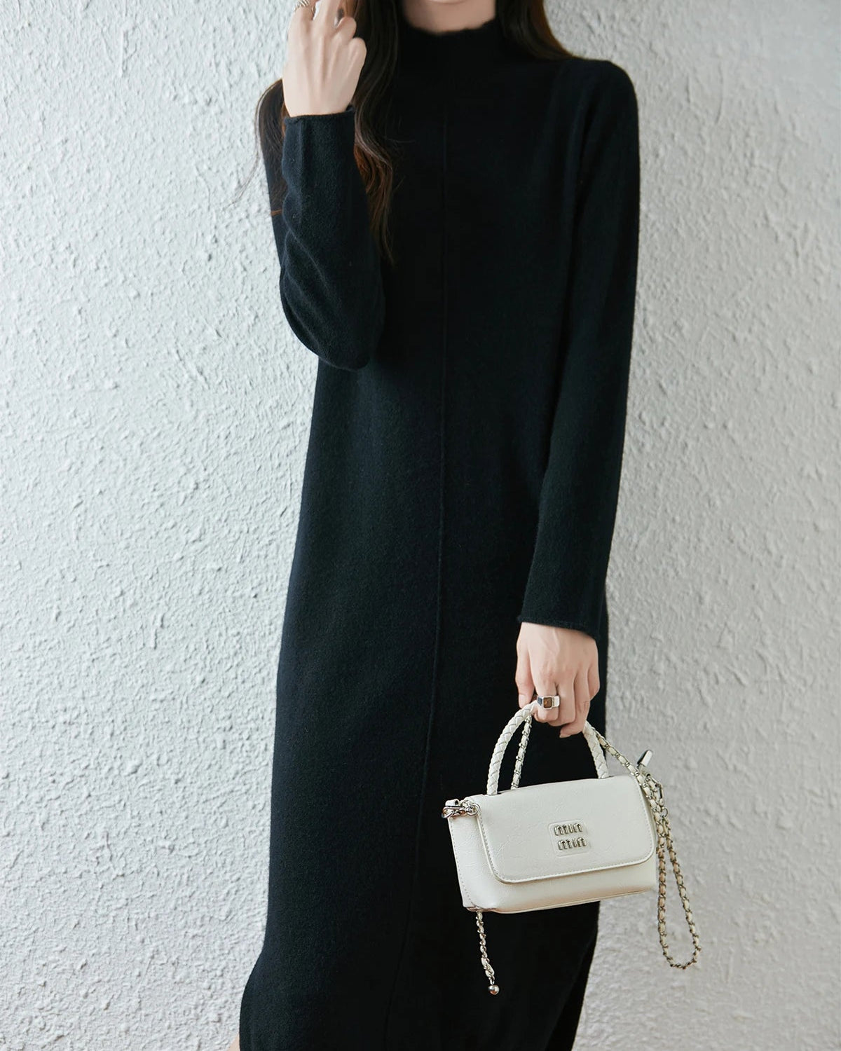Merino Wool Turtleneck Midi Dress