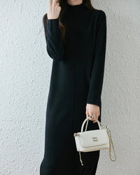 Merino Wool Turtleneck Midi Dress