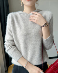 Cashmere Hooded Loose-Fit Knit Pullover