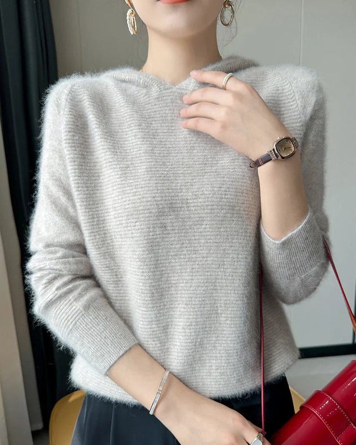 Cashmere Hooded Loose-Fit Knit Pullover
