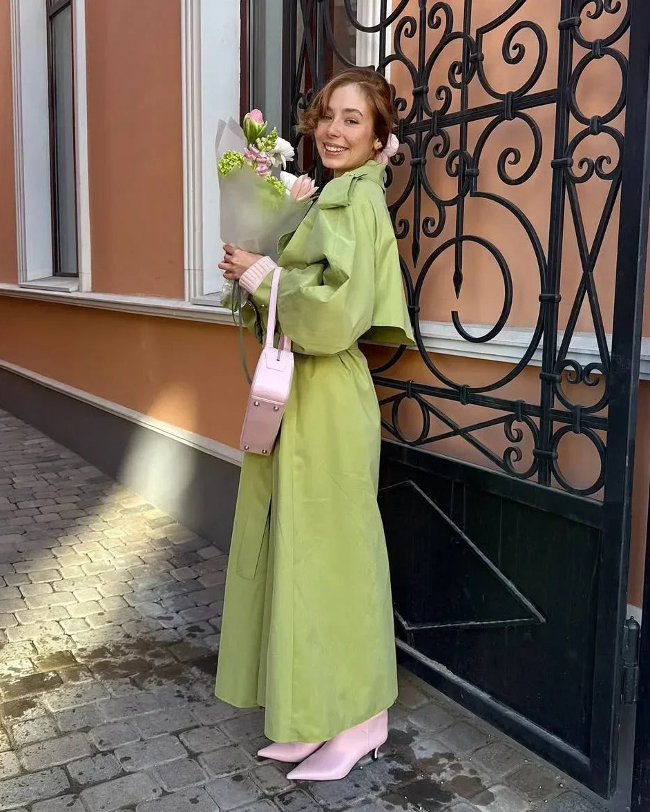 Relaxed Lapel Belted Trench Coat