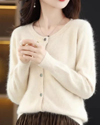 Mink Cashmere Round Neck Cardigan