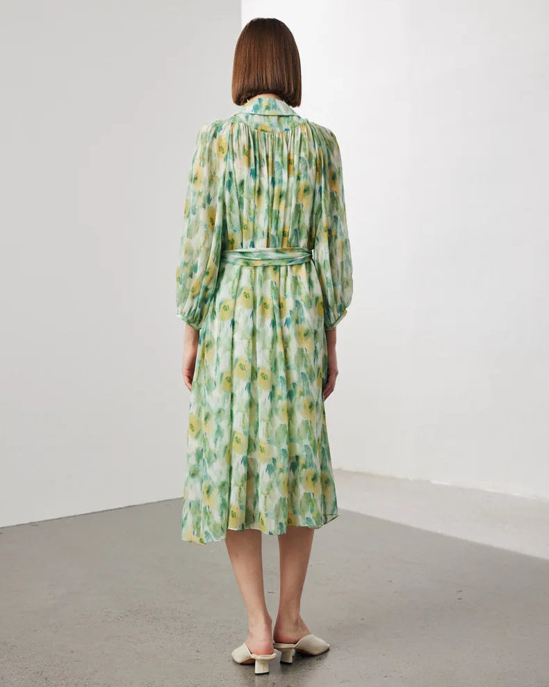 Two-piece Set Lapel Mulberry Silk Dress