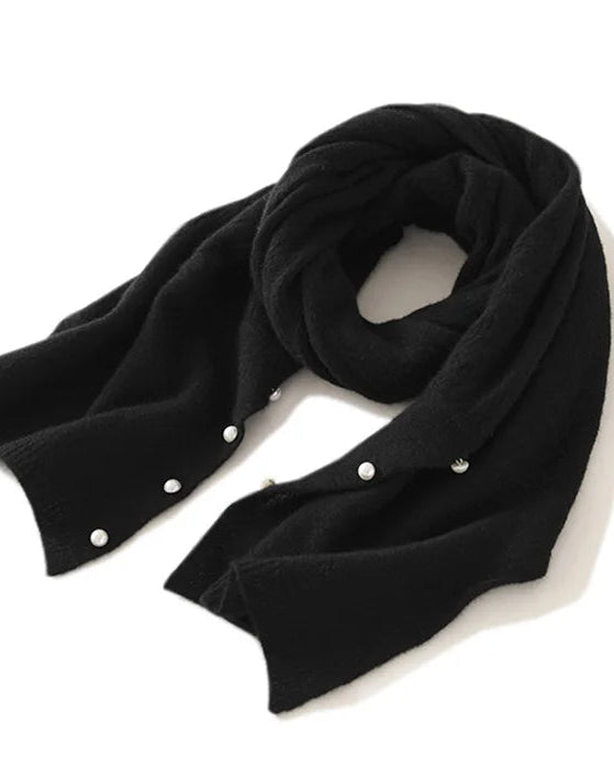 Merino Wool Solid Hollow Knit Shawl Scarf Wrap