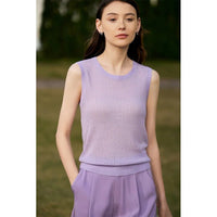 Sleeveless O Neck Knitted Camisole&Vest