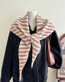 Wool-Blend Striped Knit Triangle Scarf