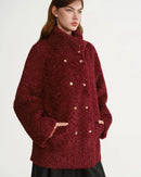 Faux fur solid stand collar single-breasted loose thick coat. Warm, vintage, and elegant — a stylish plus-size winter outerwear for women.