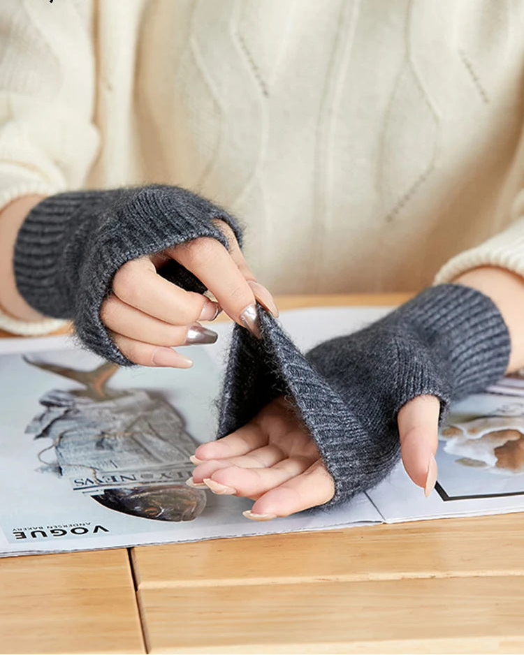 Soft Knit Wrist Warmers Thumb-Hole Mittens