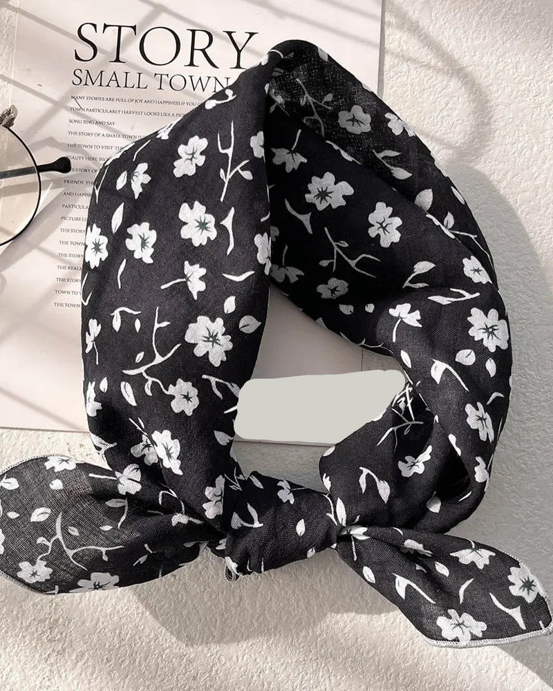 Floral Print Small Square Scarf