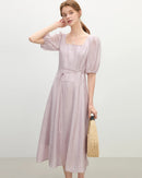 Puff Sleeve Square Neck French Style Dress