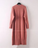 Thicken Mock-Neck Ribbed Knit Midi Sweater Dress