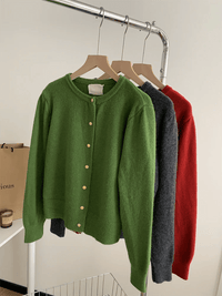 Casual Long-Sleeved Round-Neck Cardigan Sweater