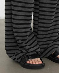 Pleated Striped Wide Leg Trousers