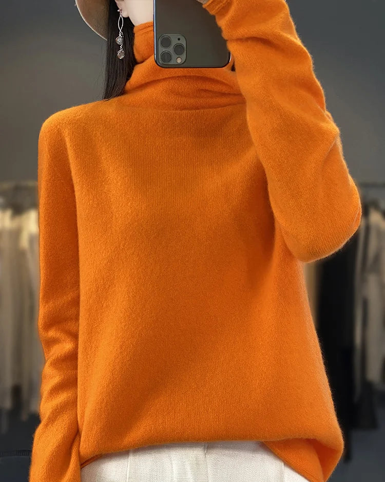 Seamless Merino Wool Turtleneck Sweater