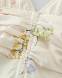 Holiday Style Flower Print V-neck Dress