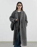 Double-Breasted Wool Blend Long Coat