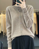 Merino Wool Round Neck Knit Cardigan