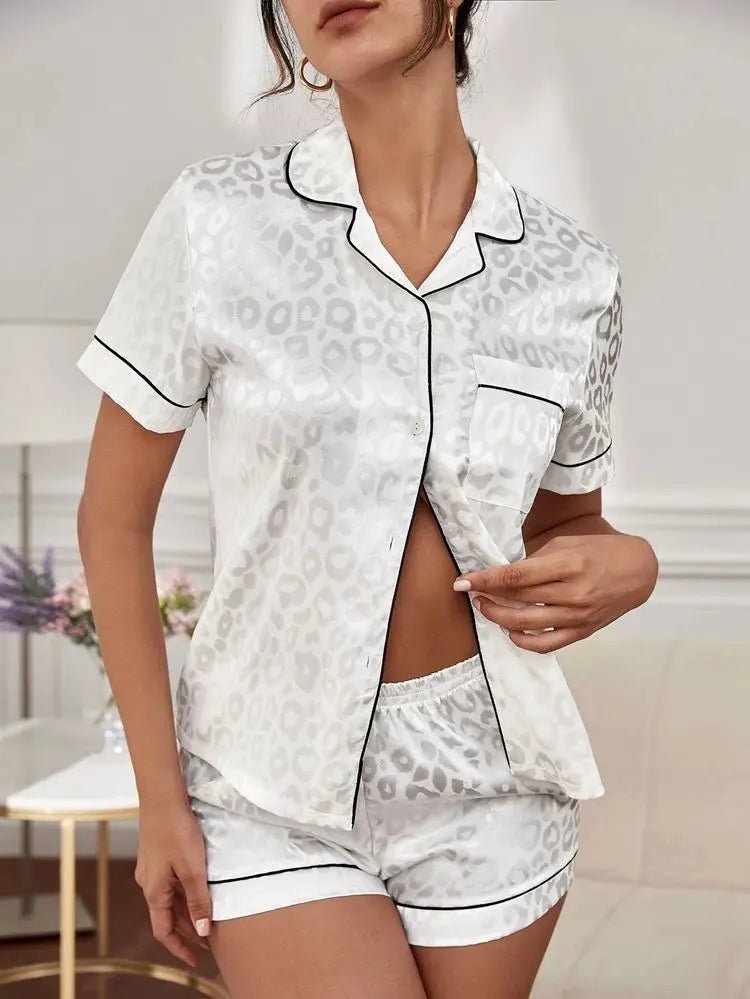 Satin Shorts Pajamas Two Piece Set