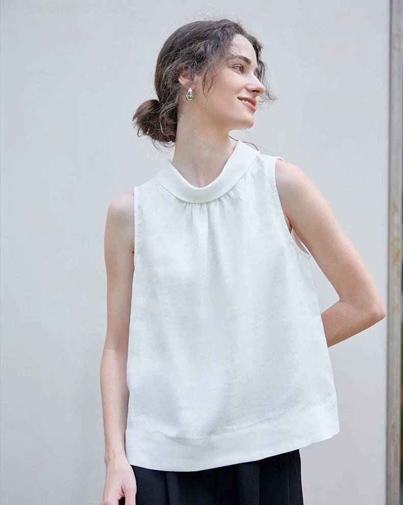 Casual Sleeveless Stand-Up Collar Fashion T-Shirt